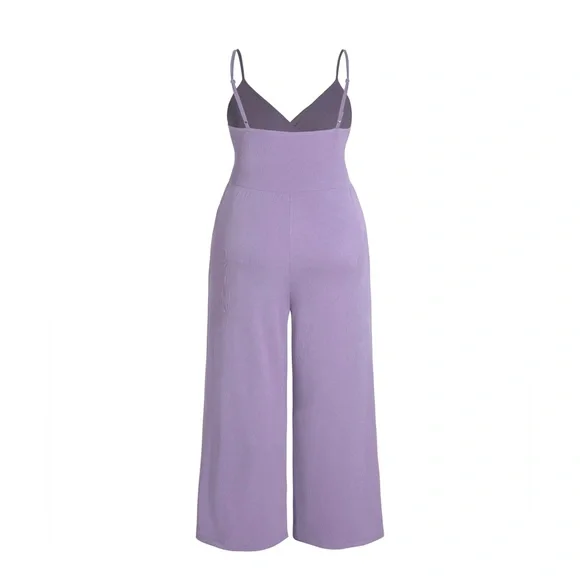 NWOT - V-neck Cami Wide Leg Jumpsuit Curve & Plus Elegant Purple Jumpsuit - Picture 4 of 8